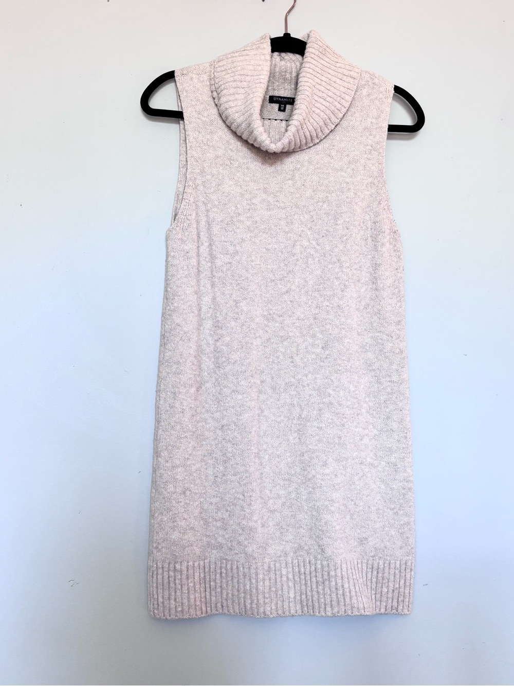 DYNAMITE Sleeveless Cowl Neck Tunic Sweater - Cream Beige